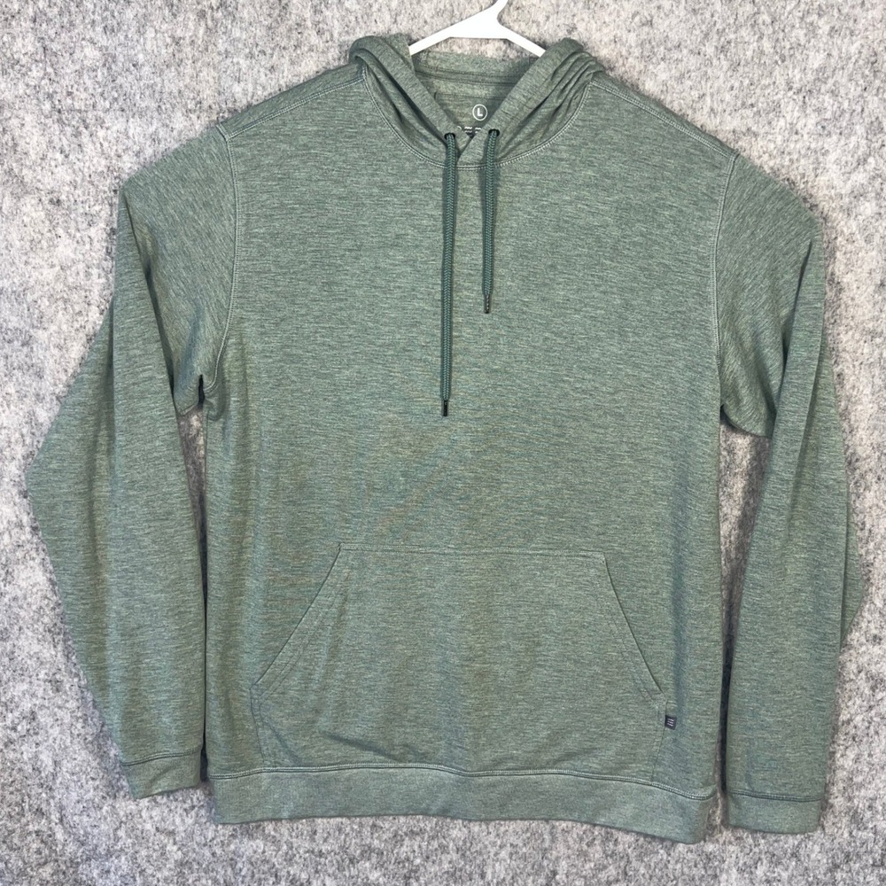 Free Fly Men's Bamboo Hoodie Green Heathered Pullover Lightweight Large L